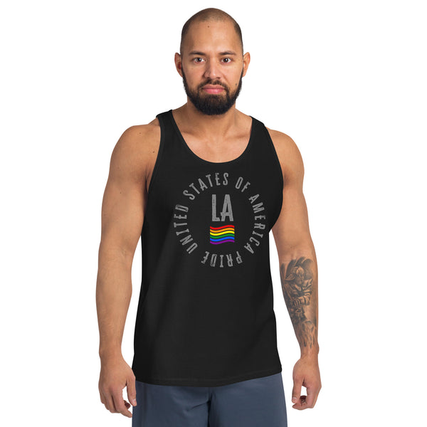 Louisiana LGBTQ+ Gay Pride Large Front Circle Graphic Unisex Tank Top