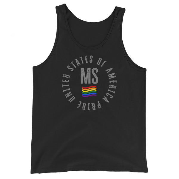 Mississippi LGBTQ+ Gay Pride Large Front Circle Graphic Unisex Tank Top