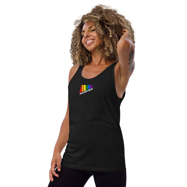 Colored Slanted Forever Gay Pride Graphic LGBTQ+ Unisex Tank Top