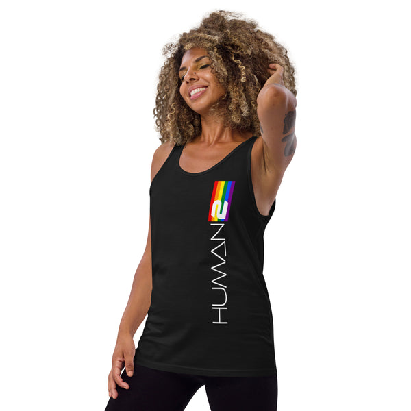 Vertical Front Human 2 LGBTQ+ Gay Pride White Graphic Women's Tank Top
