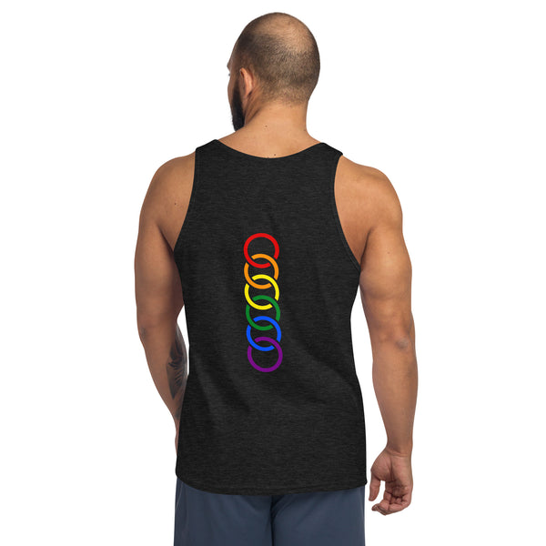 Gay Pride Rainbow Vertical Circles Back Graphic LGBTQ+ Unisex Tank Top