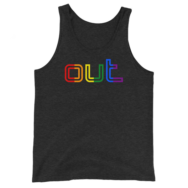 Gay Pride Rainbow Out Front Graphic LGBTQ+ Unisex Tank Top