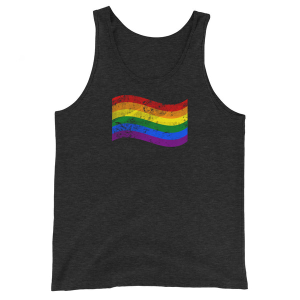 Gay Pride Rainbow Colors Large Distressed Front Graphic LGBTQ+ Unisex Tank Top