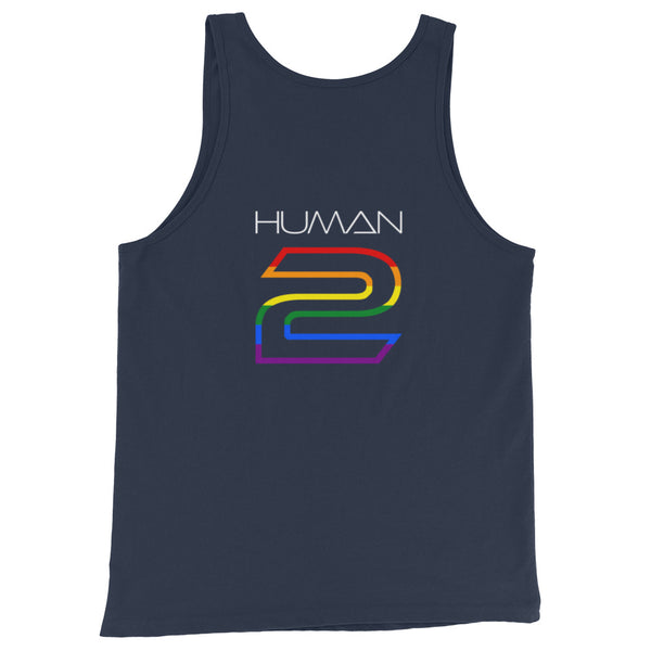 Human 2 Back White Graphic LGBTQ+ Gay Pride Men's Tank Top