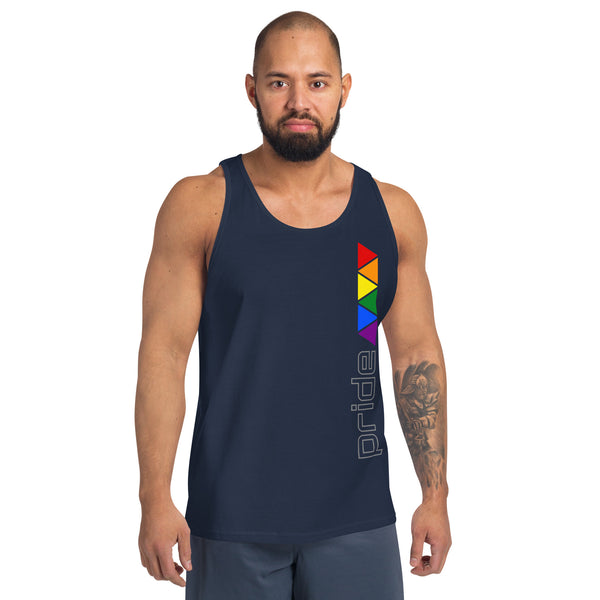 Gay Pride Rainbow Triangles Vertical Graphic LGBTQ+ Unisex Tank Top