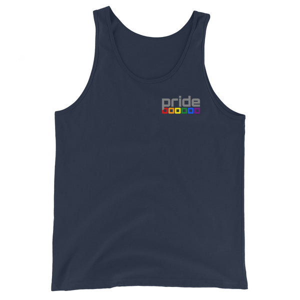 Gay Pride Rainbow Rounded Squares Small Front Graphic LGBTQ+ Unisex Tank Top