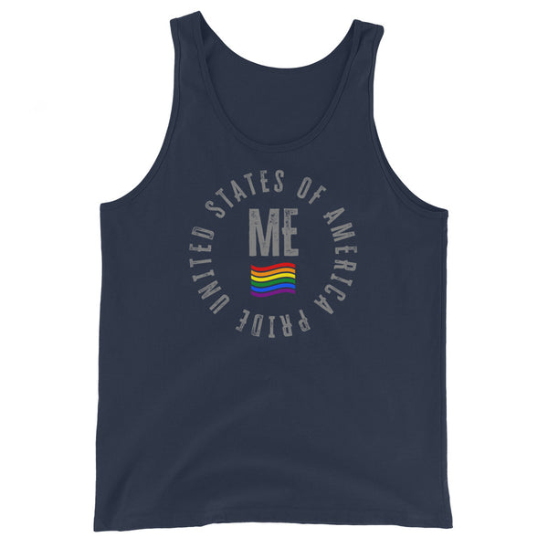 Maine LGBTQ+ Gay Pride Large Front Circle Graphic Unisex Tank Top