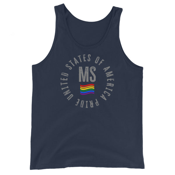 Mississippi LGBTQ+ Gay Pride Large Front Circle Graphic Unisex Tank Top