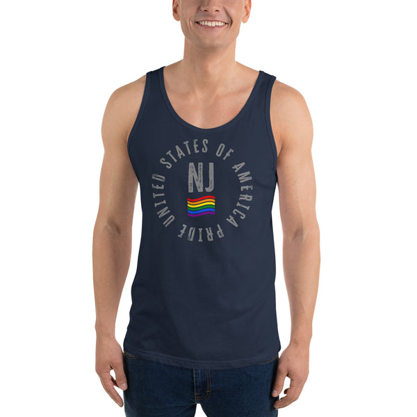 New Jersey LGBTQ+ Gay Pride Large Front Circle Graphic Unisex Tank Top
