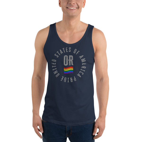 Oregon LGBTQ+ Gay Pride Large Front Circle Graphic Unisex Tank Top