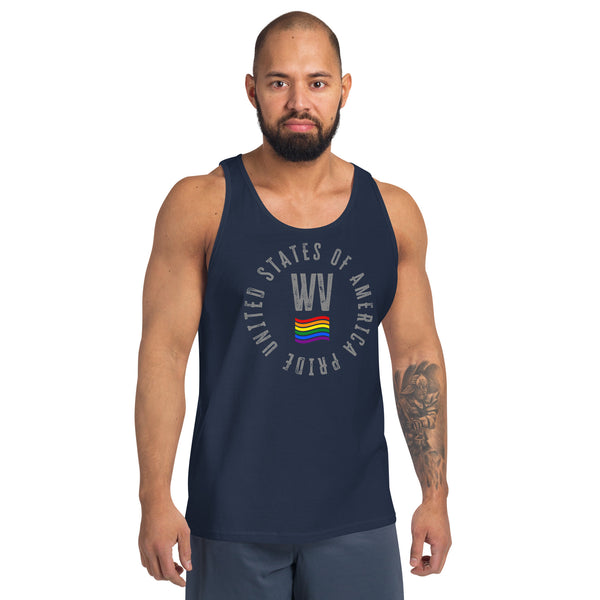 West Virginia LGBTQ+ Gay Pride Large Front Circle Graphic Unisex Tank Top