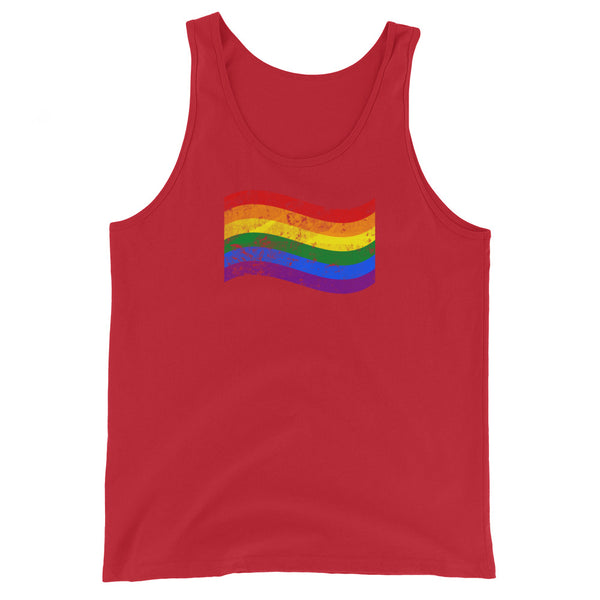 Gay Pride Rainbow Colors Large Distressed Front Graphic LGBTQ+ Unisex Tank Top