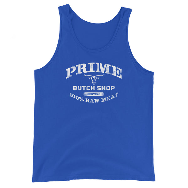 Prime Butch Shop Serving 100% Raw Meat Funny Humor Gay Men's Tank Top