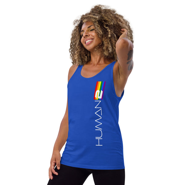 Vertical Front Human 2 LGBTQ+ Gay Pride White Graphic Women's Tank Top