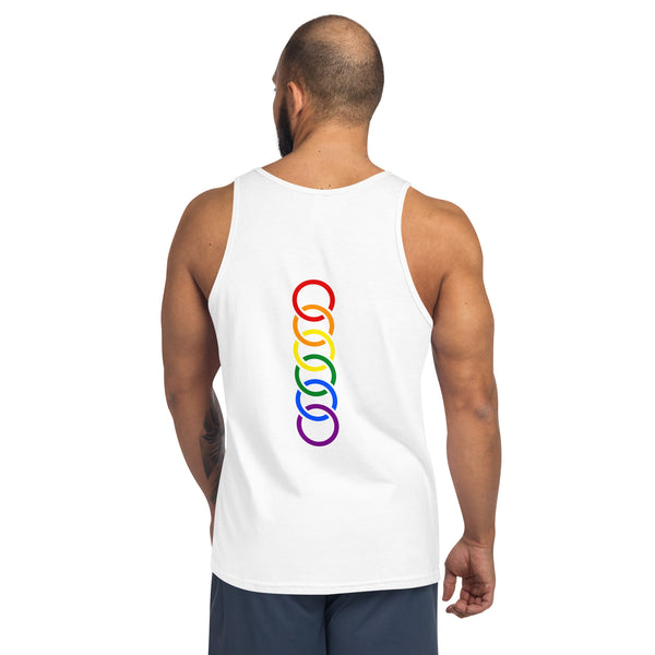 Gay Pride Rainbow Vertical Circles Back Graphic LGBTQ+ Unisex Tank Top