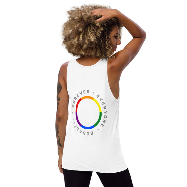 Forever Equality Everyone LGBTQ+ Gay Pride Large Back Circle Graphic Unisex Tank Top