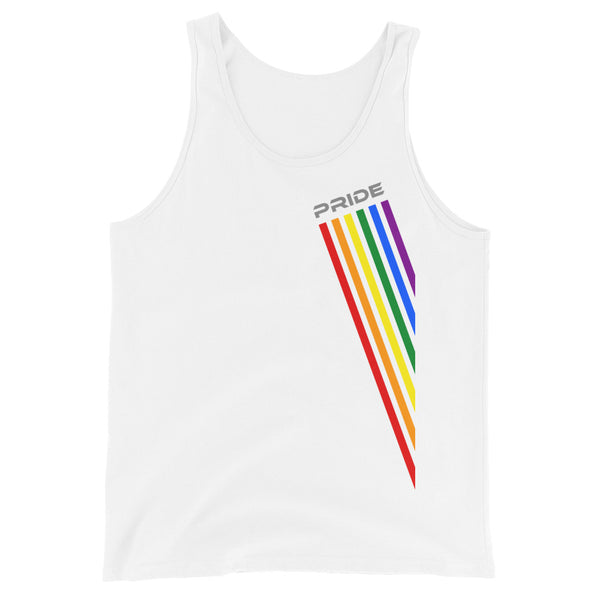 White Slanted Gay Pride Rainbow Graphic LGBTQ+ Women's Tank Top