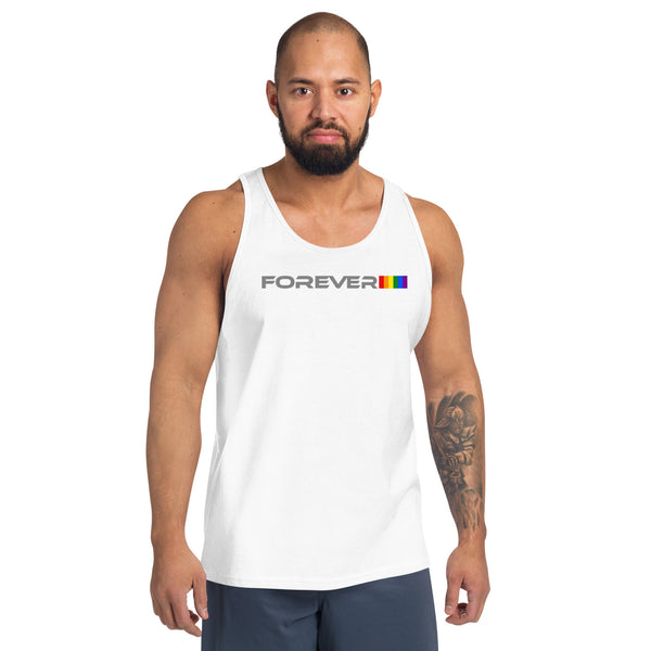 White Forever Proud Graphic LGBTQ+ Gay Pride Men's Tank Top