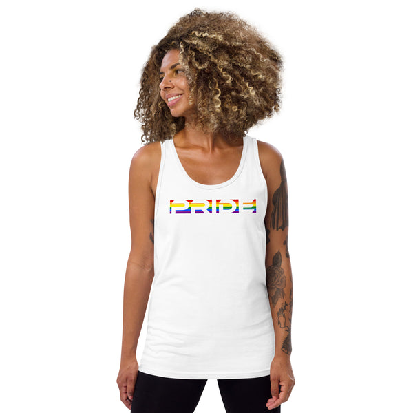 LGBTQ+ Rainbow Gay Pride Flag Horizontal Front Large Transparent Graphic Women's Tank Top