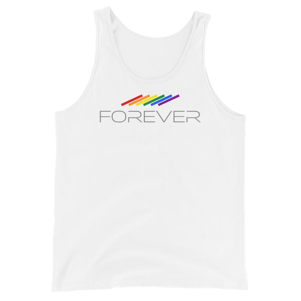Forever Proud LGBTQ+ Gay Pride Tilted Lines Graphic Unisex Tank Top