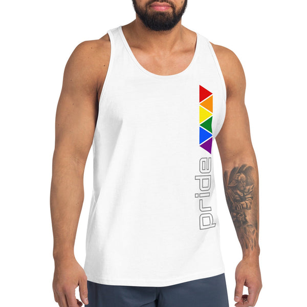 Gay Pride Rainbow Triangles Vertical Graphic LGBTQ+ Unisex Tank Top