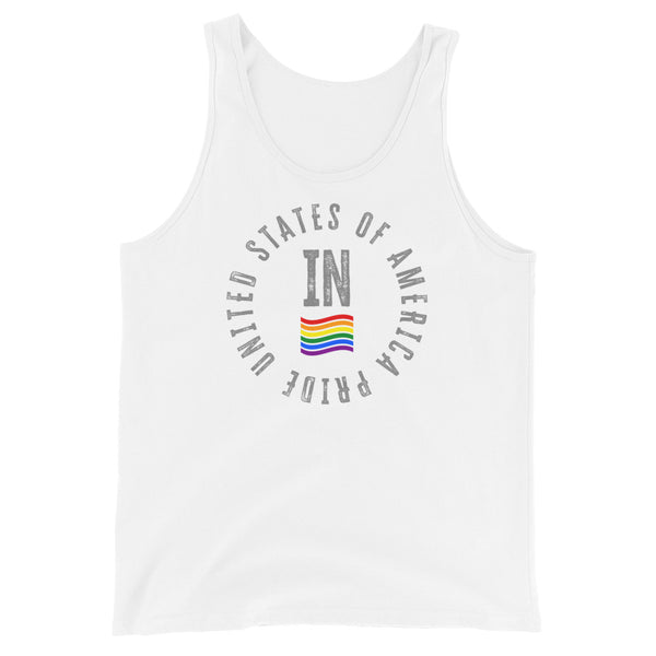 Indiana LGBTQ+ Gay Pride Large Front Circle Graphic Unisex Tank Top