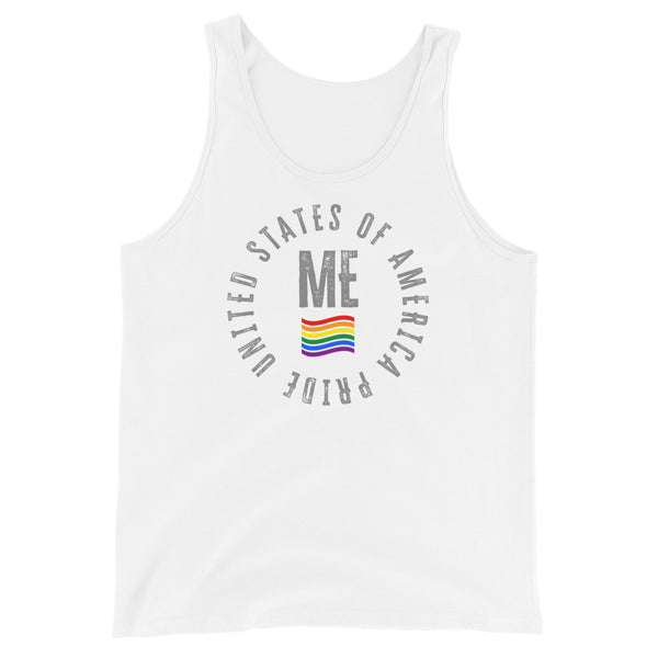 Maine LGBTQ+ Gay Pride Large Front Circle Graphic Unisex Tank Top