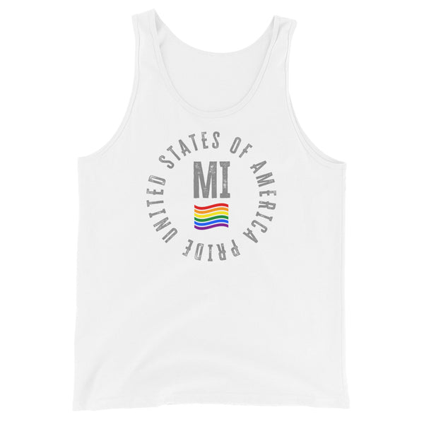Michigan LGBTQ+ Gay Pride Large Front Circle Graphic Unisex Tank Top