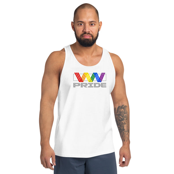 Gay Pride Rainbow Striped Ribbon LGBTQ+ Unisex Tank Top