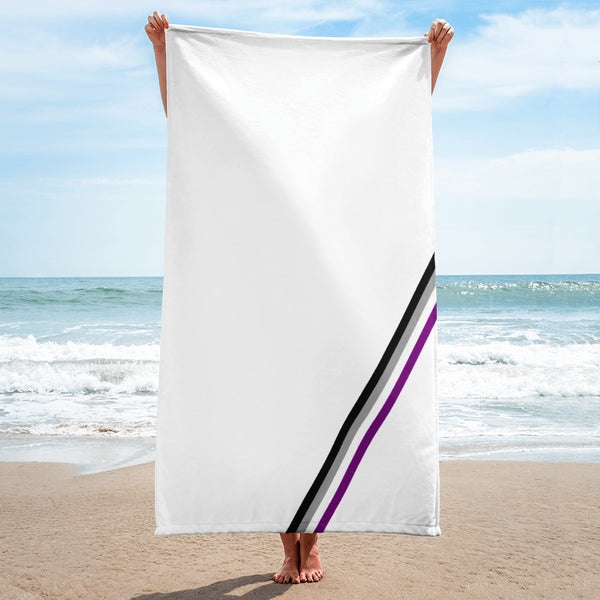 Asexual Diagonal Flag Colors LGBTQ+ Beach Towel