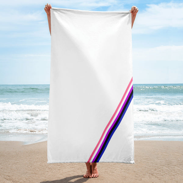 Genderfluid Diagonal Flag Colors LGBTQ+ Beach Towel
