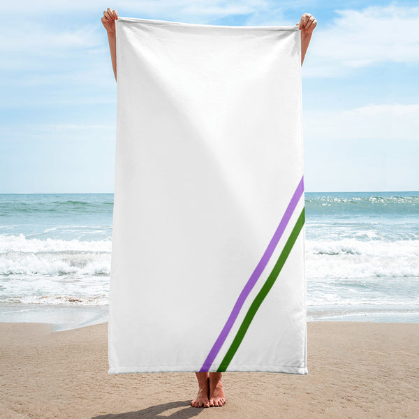 Genderqueer Diagonal Flag Colors LGBTQ+ Beach Towel