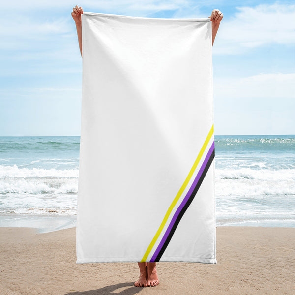 Non-binary Diagonal Flag Colors LGBTQ+ Beach Towel