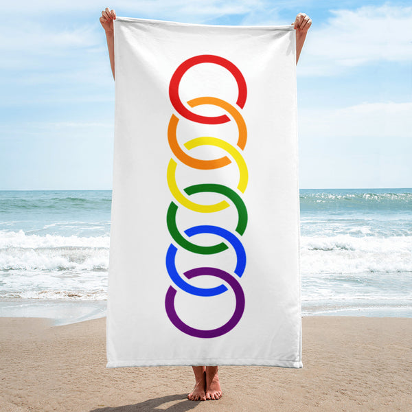 Gay Pride Rainbow Vertical Circles LGBTQ+ Beach Towel