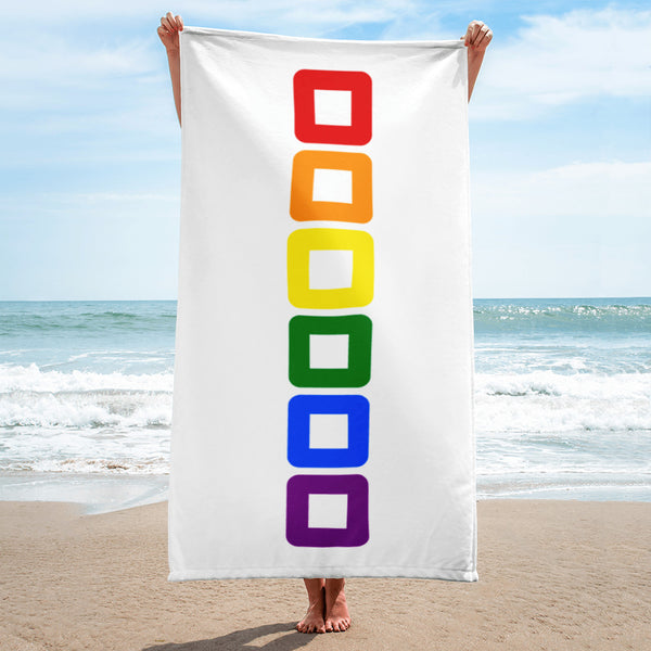 Gay Pride Rainbow Rounded Squared Graphic LGBTQ+ Beach Towel