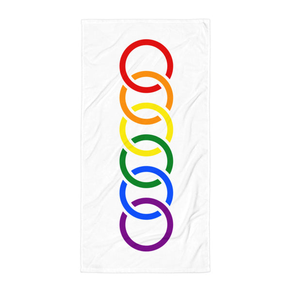 Gay Pride Rainbow Vertical Circles LGBTQ+ Beach Towel