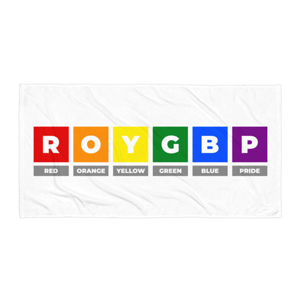 Gay Pride Rainbow ROYGBPride Graphic LGBTQ+ Beach Towel