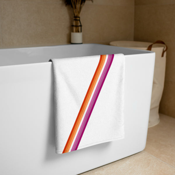 Lesbian Diagonal Flag Colors LGBTQ+ Beach Towel