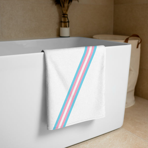 Transgender Diagonal Flag Colors LGBTQ+ Beach Towel