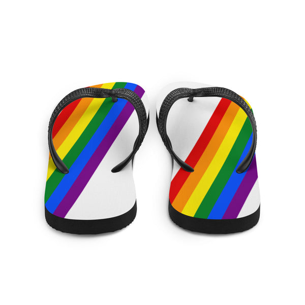 Gay Pride Diagonal Rainbow Flag LGBTQ+ Unisex Flip-Flops