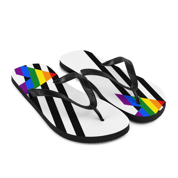 Ally Diagonal Flag Colors LGBTQ+ Unisex Flip-Flops