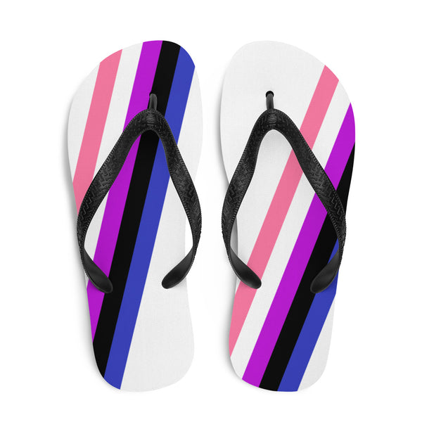 Genderfluid Diagonal Flag Colors LGBTQ+ Flip-Flops Unisex Sizes
