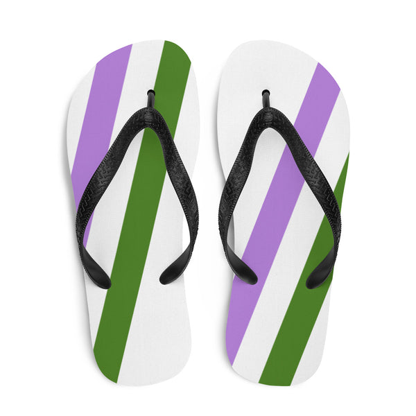 Genderqueer Diagonal Flag Colors LGBTQ+ Flip-Flops Unisex Sizes