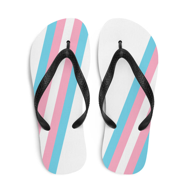 Transgender Diagonal Flag Colors LGBTQ+ Unisex Flip-Flops