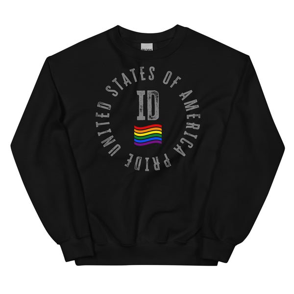 Idaho LGBTQ+ Gay Pride Large Front Circle Graphic Unisex Sweatshirt