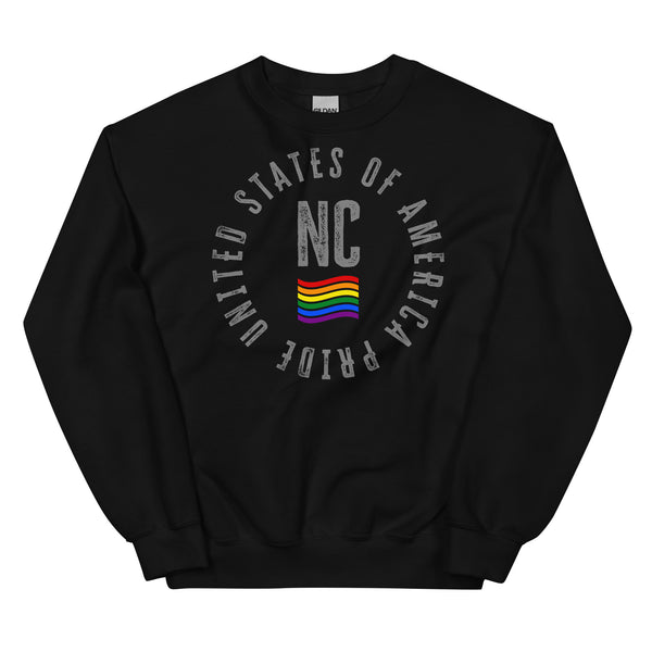 North Carolina LGBTQ+ Gay Pride Large Front Circle Graphic Unisex Sweatshirt