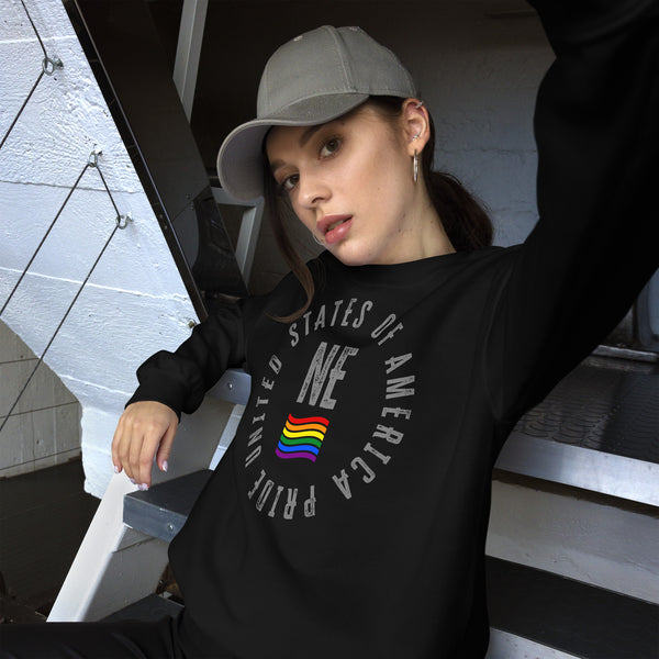 Nebraska LGBTQ+ Gay Pride Large Front Circle Graphic Unisex Sweatshirt