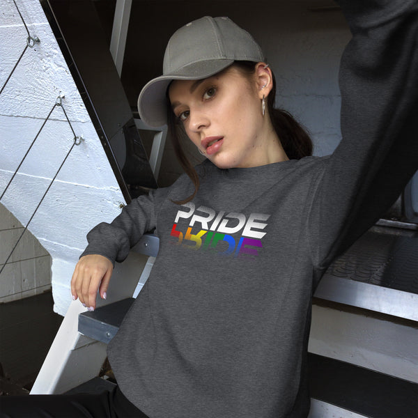 Pride Rainbow Reflection White Letters LGBTQ+ Unisex Sweatshirt