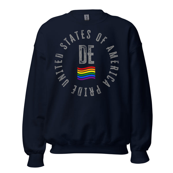 Delaware LGBTQ+ Gay Pride Large Front Circle Graphic Unisex Sweatshirt