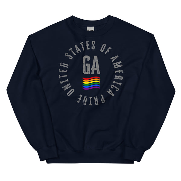 Georgia LGBTQ+ Gay Pride Large Front Circle Graphic Unisex Sweatshirt